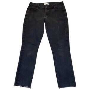 Ann Taylor Loft Womens Jeans 29/8 Curvy Skinny Raw Hem Stretch Black Denim